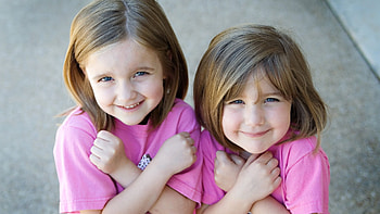Smiling Two Cute Little Girls Are Wearing Pink Dress Cute HD wallpaper