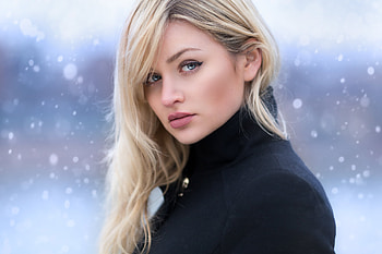 Blonde Blue Eyes Girl, girls, blonde, eyes, winter HD wallpaper