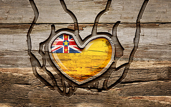 I love Niue, , wooden carving hands, Day of Niue, Niue flag, Flag of Niue, Take care Niue, creative, Niue flag in hand, wood carving, Oceanian countries, Niue HD wallpaper