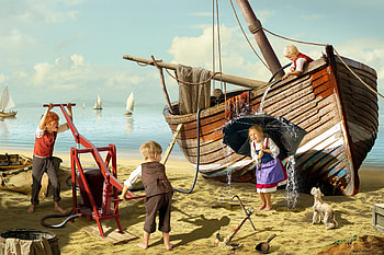 :), beach, copil, umbrella, sea, boat, sand, children, parasol, girl, summer, boy, dmitry usanin, water, vara HD wallpaper