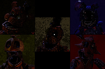 Withered Freddy (Five Nights At Freddy's), Golden Freddy (Five Nights At Freddy's), Video Game, Five Nights At Freddy's 2 HD wallpaper