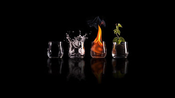 Plants, Water, Fire, Miscellanea, Miscellaneous, Glasses HD wallpaper