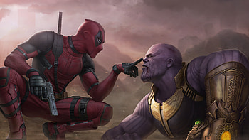 Deadpool Vs Thanos , deadpool, thanos, superheroes, artwork, digital-art, artstation, supervillain HD wallpaper