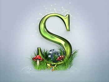 Capital S, frog, green s, gear cog, mushrooms HD wallpaper