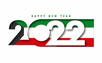 Happy New Year 2022 Kuwait, white background, Kuwait 2022, Kuwait 2022 New Year, 2022 concepts, Kuwait, Flag of Kuwait HD wallpaper