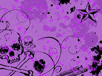 grunge7. jpg, star, skull, purple HD wallpaper