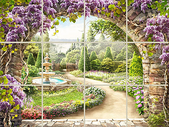Tile Garden, garden, ceramic, tile, flower HD wallpaper