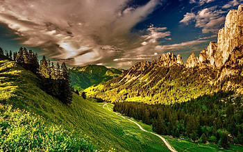 green valley, fun, valley, green, cool, nature, mountains HD wallpaper