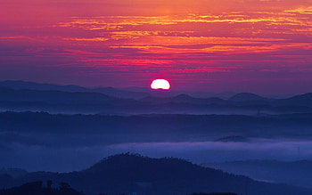 Mountain sunset, Majestic peaks, Alpine beauty, Nature's grandeur HD wallpaper