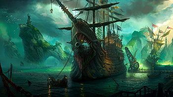 Pirate Ship Adventure: Fantasy with Cannons, pirate ship, fantasy, boat, cannon HD wallpaper