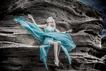 Gorgeous turquoise, girl, blonde, pretty, turquoise HD wallpaper