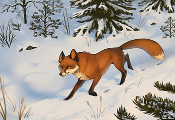 Winter, Art, Snow, Fox, Forest HD wallpaper