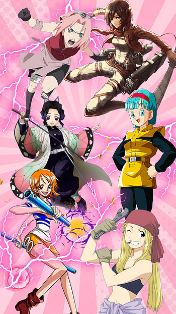Chicas guerreras, magenta, manga, warriors, girls, anime HD phone wallpaper
