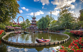 Tivoli Gardens, Magical atmosphere, Illuminated rides, Denmark HD wallpaper