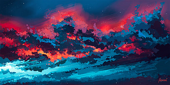 Thunder Clouds, artist, artwork, digital-art, clouds, artstation HD wallpaper