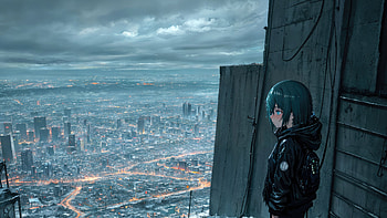 Anime Girl Soulful Stare At Cityscape, anime-girl, anime, artist, artwork, digital-art, deviantart HD wallpaper