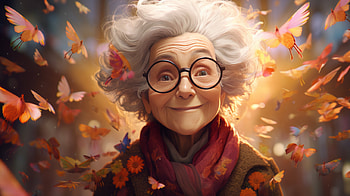 AI-Generated Cheerful Grandmother in Autumn -, woman, Grandmother HD wallpaper