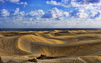 Nature, Sky, Clouds, Sand, Desert, Traces HD wallpaper