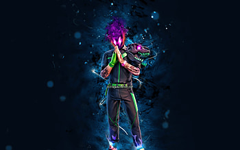 Energia Balvin, , blue neon lights, Fortnite Battle Royale, Fortnite characters, Energia Balvin Skin, Fortnite, Energia Balvin Fortnite HD wallpaper