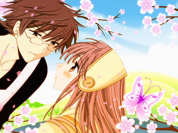 Spring Love, sexy, fojimoto kiyokazu, cute, girl, spring, clamp, anime, boy, love, hanato kobato, blush, sakura blossoms HD wallpaper