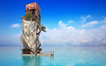 Sea House, sea, house, creative, graphics HD wallpaper