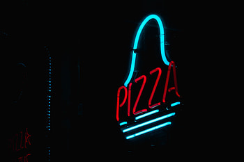 Pizza, Words, Dark, Neon, Glow, Sign, Signboard HD wallpaper
