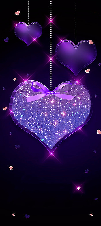 Purple Sparkle Heart HD phone wallpaper