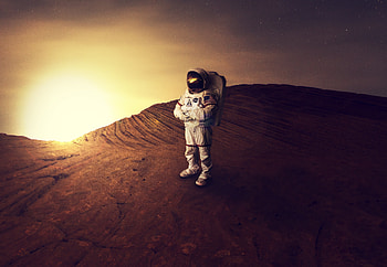 NASA, astronaut, landscape, art HD wallpaper