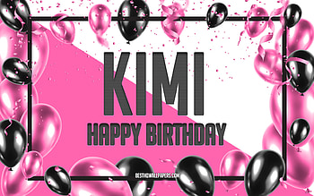 Happy Birtay Kimi, Birtay Balloons Background, Kimi, with names, Kimi Happy Birtay, Pink Balloons Birtay Background, greeting card, Kimi Birtay HD wallpaper