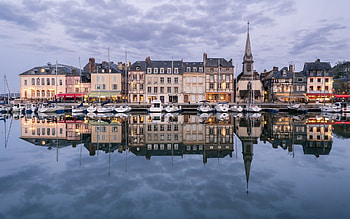 Honfleur, France, river, boats, town, France, harbor HD wallpaper