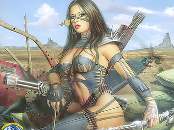 Warrior, arrows, sword, archer, gun, woman, bow HD wallpaper