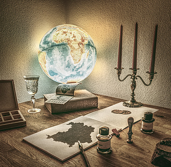 Miscellanea, Miscellaneous, Drawing, Lamp, Table, Painting, Globe HD wallpaper