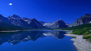 Deep Blue Lake, blue, snow, nature, mountains, lake HD wallpaper