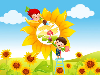 Flowers, Sunflowers, Children HD wallpaper