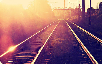 Railway, road, , vintage, sunset HD wallpaper