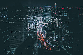 City, buildings, aerial view, road, traffic HD wallpaper