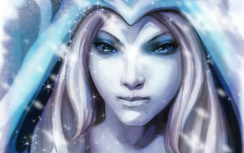 Crystal Maiden, blue, art, girl, woman, dota, face, game, rylai HD wallpaper