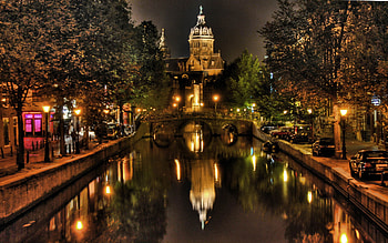 Cities, Rivers, Night, Architecture HD wallpaper