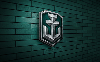 World of Warships 3D logo, , WoWs, gray brickwall, creative, online games, World of Warships logo, 3D art, WoWs logo, World of Warships, WoWs 3D logo HD wallpaper