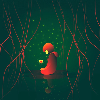 Stars, Vector, Girl, Glow, Heart HD phone wallpaper
