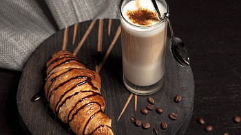 Cappuccino, Croissants HD wallpaper