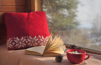 bstract, reda, book, cup HD wallpaper