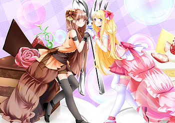 Chocolate & Strawberry, sweet, orginal, girls, long hair, cake HD wallpaper