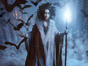 Vampire Lady, Bats, Staff, Woman, Vampire, Fantasy HD wallpaper