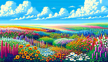 Vibrant Bloom Horizon, field of flowers, flower, landscape, colorful, field HD wallpaper