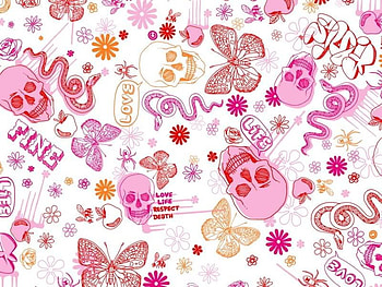 FINE SKULLS, girly, pink, skulls HD wallpaper