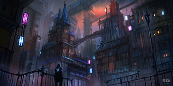 Cyberpunk City Evening Mood , cyberpunk, city, artist, artwork, digital-art, deviantart HD wallpaper