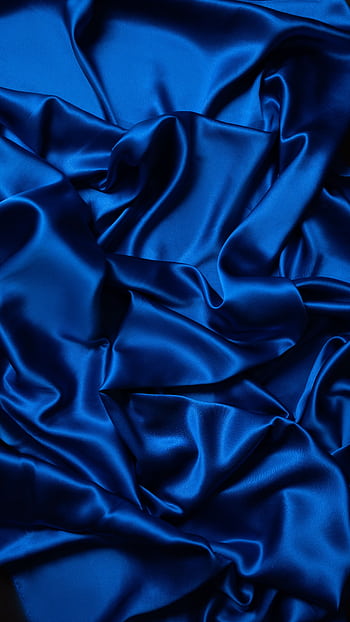 A smooth and rippled blue satin fabric creating a luxurious textured appearance. HD phone wallpaper