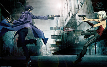 Alphard VS Canaan, females, alphard al shua, guns, alphard, weapons, action, anime, canaan, girls, pistols, trench coat HD wallpaper