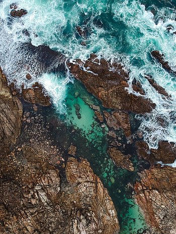Nature, Waves, Rocks, View From Above, Coast, Ocean HD phone wallpaper